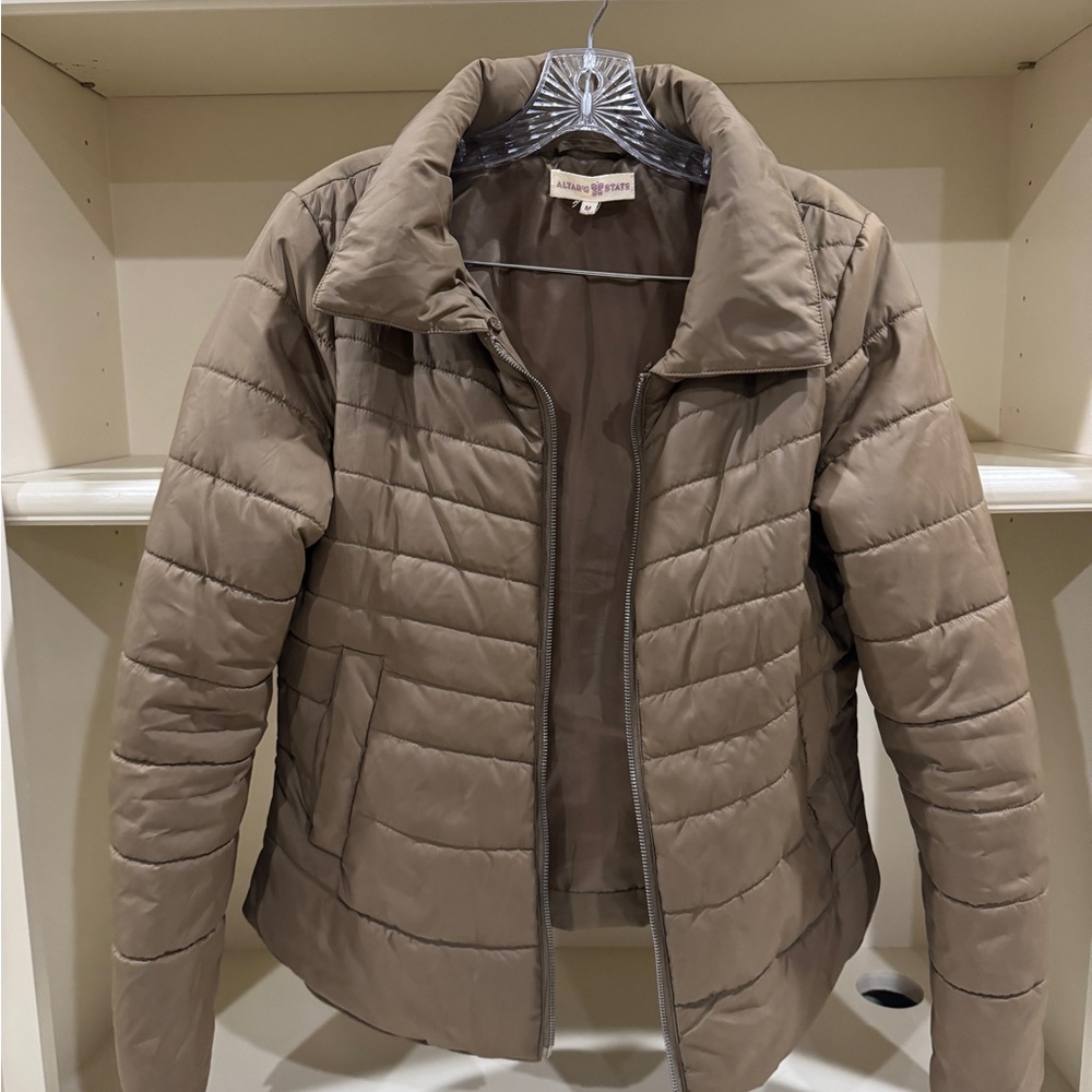 Altar'd State Taupe Puffer Jacket